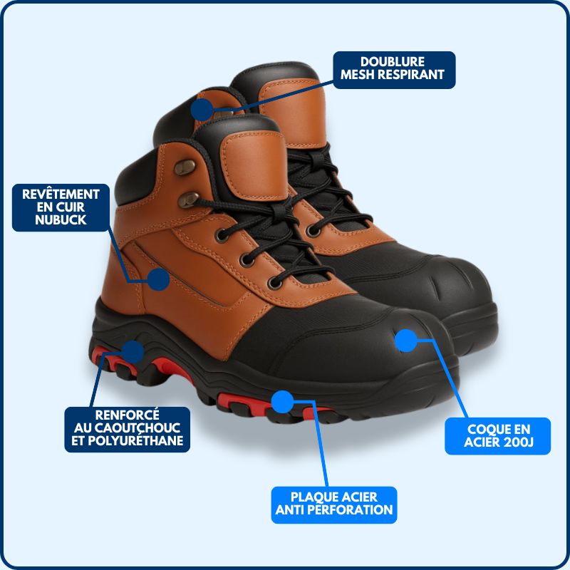 Chaussure de Sécurité | Montante | Cuire Nubuck | Marron