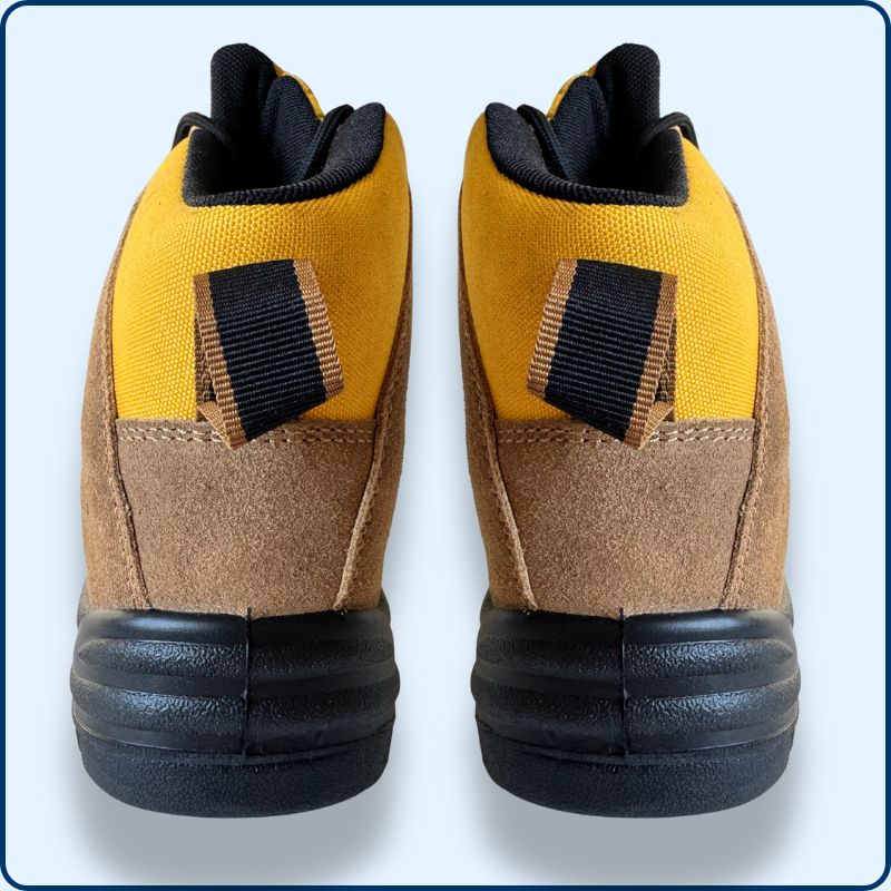 Chaussure de Sécurité | Montante | Marron & Jaune | Cuir