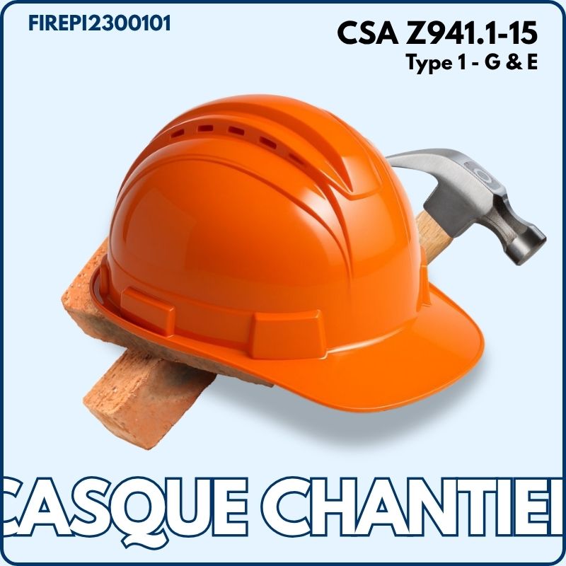 Casque de Chantier | Jugulaire | Orange | Polyéthylène