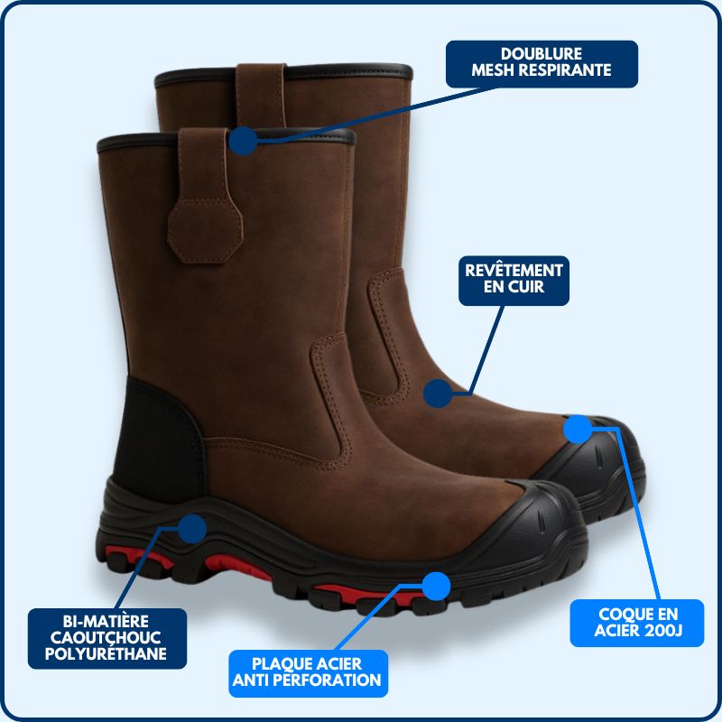Botte de Sécurité | Marron | Cuir