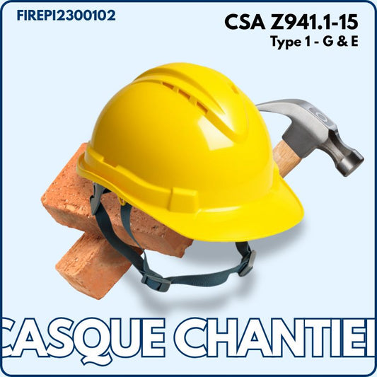 Casque de Chantier | Jugulaire | Jaune | Polyéthylène