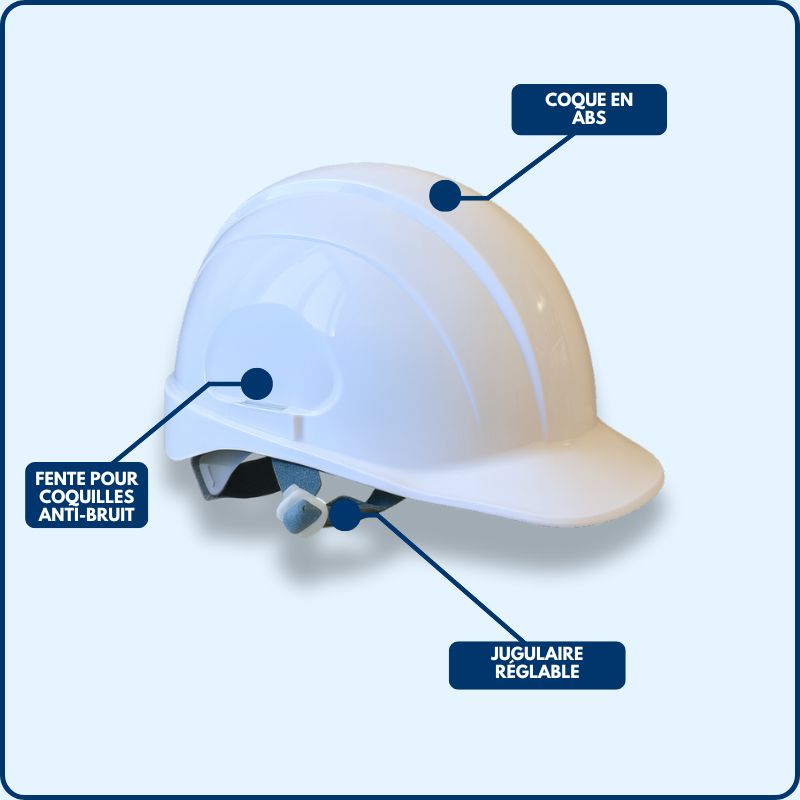 Casque de Chantier | Jugulaire | Blanc | ABS