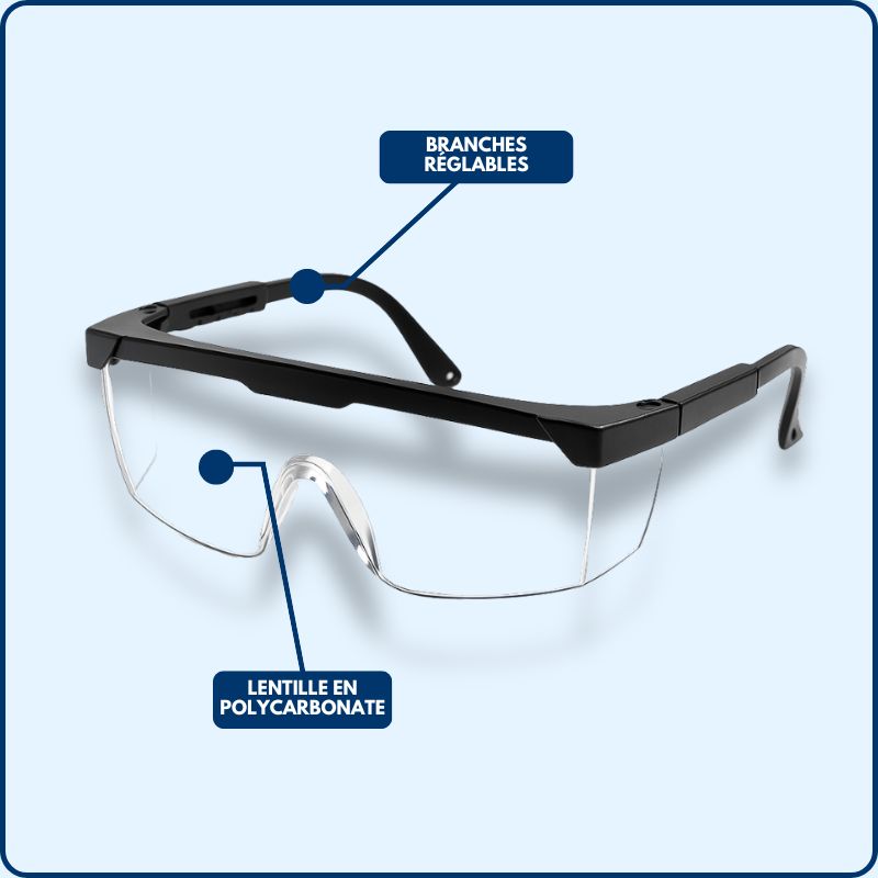 Lunettes de Sécurité | Noire | Réglable