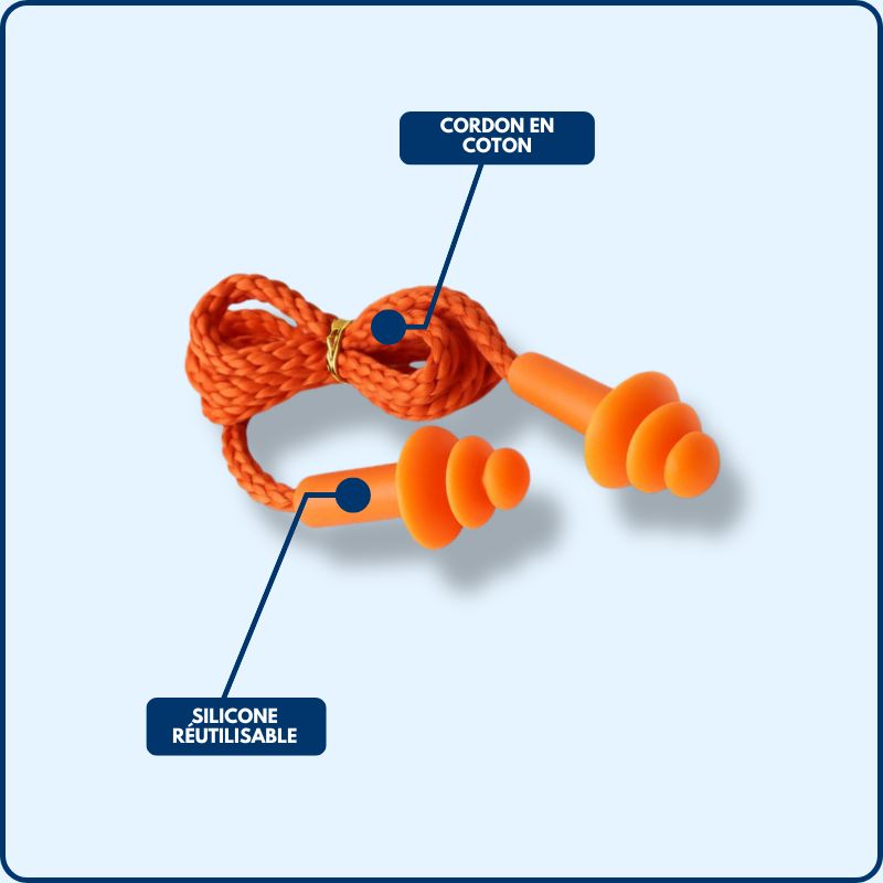 Bouchons Anti-bruit | Filaire | Silicone | Orange