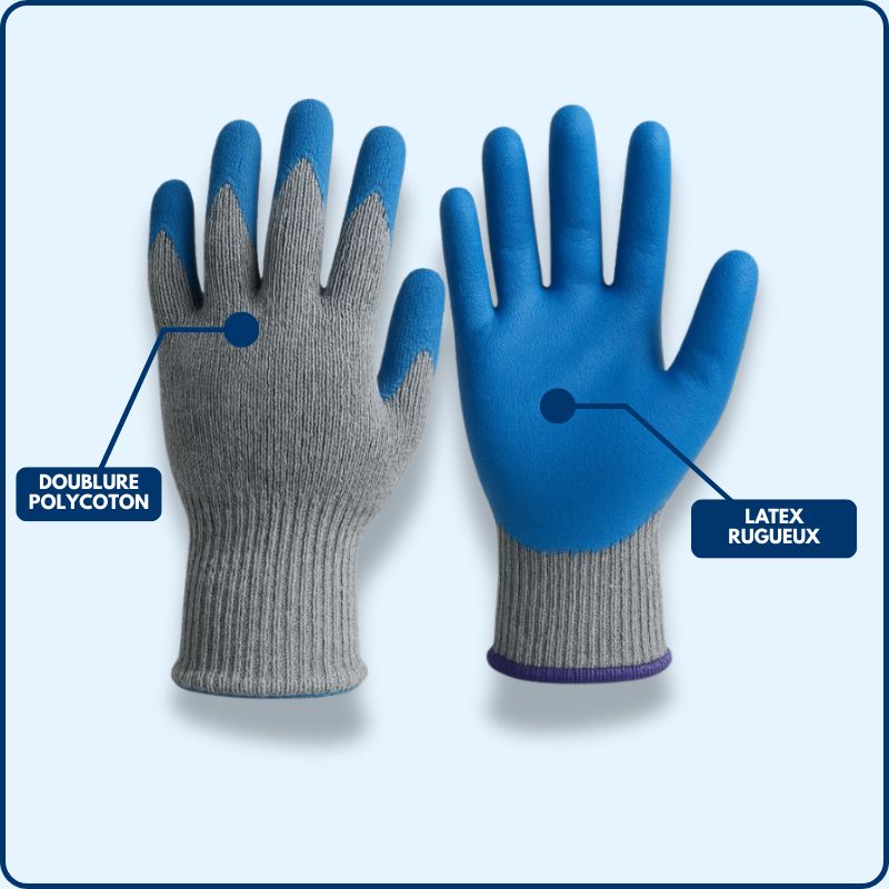 Gants de travail en latex bleu FIREPI2200301
