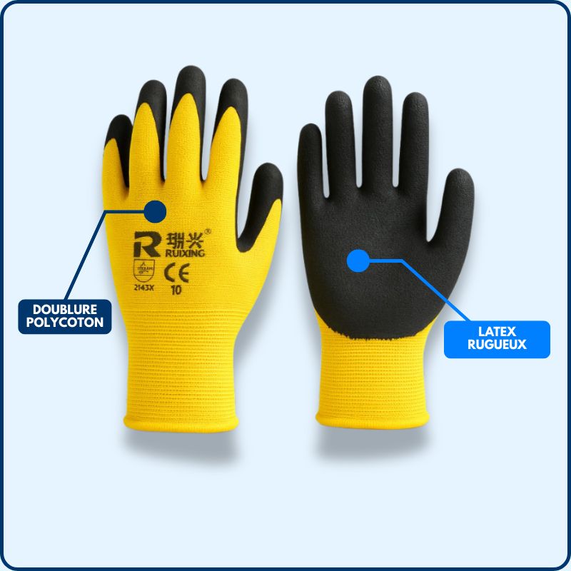 gants de travail en latex jaune FIREPI2200303
