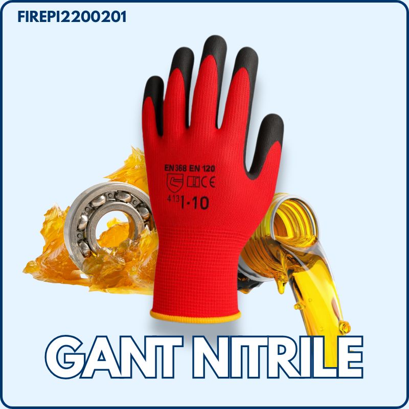 Gants de travail en nitrile rouge FIREPI2200201