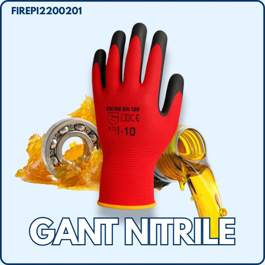 Gants de travail en nitrile rouge FIREPI2200201